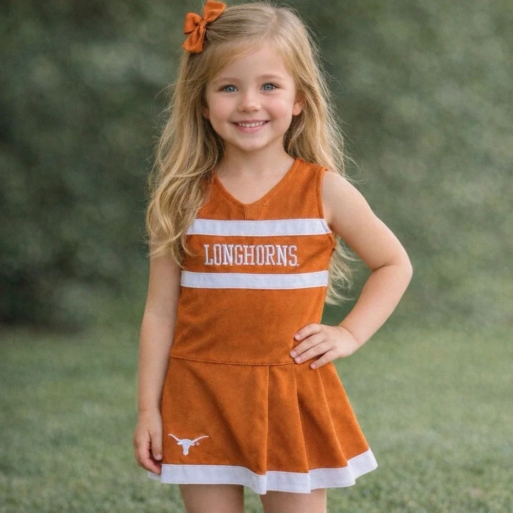 Texas Longhorns UT Kids Cheerleader Uniform Dress Youth Girls Sz 7/8 NCAA KA Inc